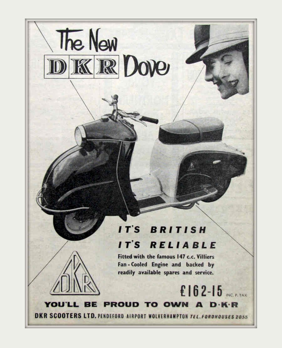 Dkr Dove Scooter Vintage Retro Advert Poster A4 Photo Print