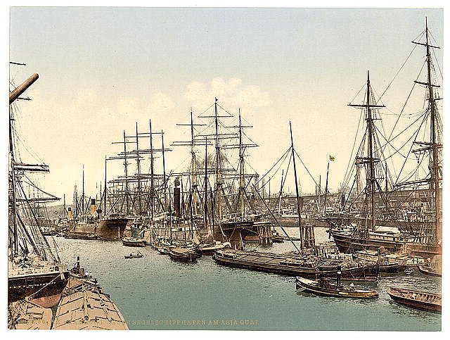 Docks and shipping Hamburg Vintage A4 Photo Print