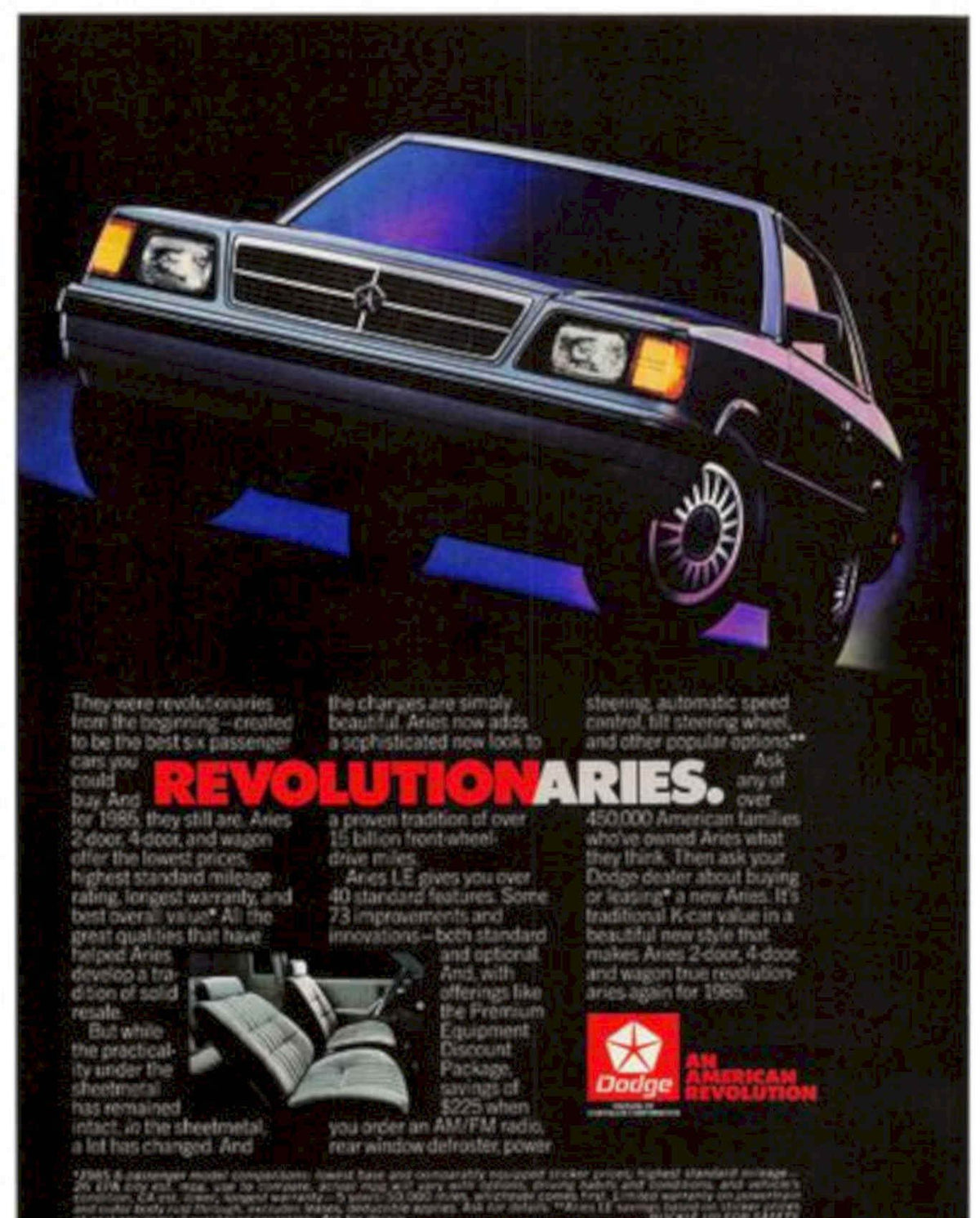 Dodge Aries Revolution Vintage Retro Advert Poster A4 Photo Print