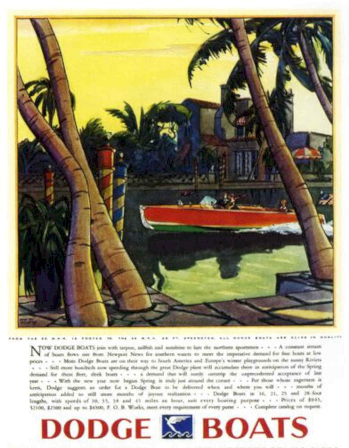 Dodge Boats Speedboat Vintage Retro Advert Poster A4 Photo Print