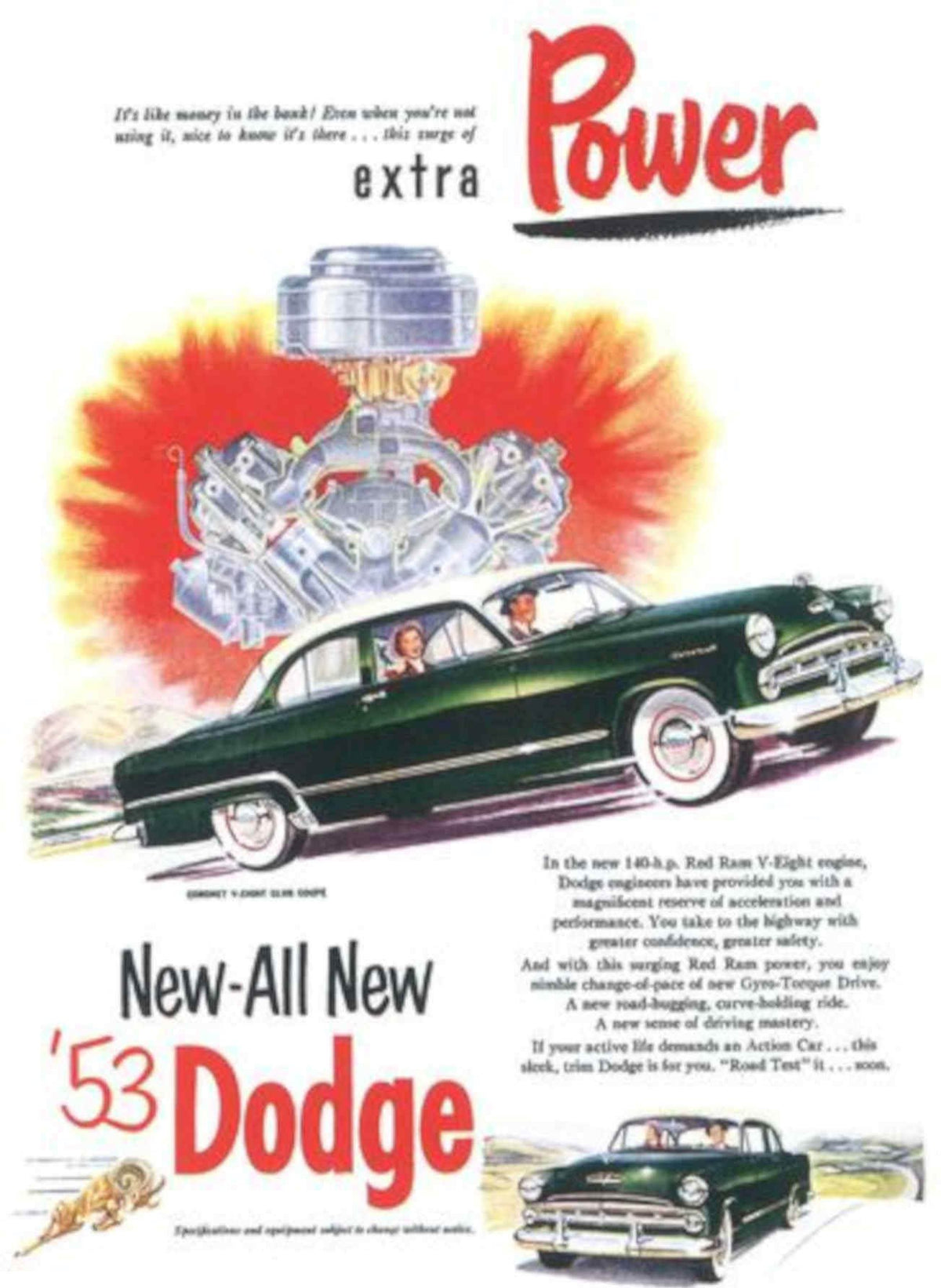 Dodge Ram Engine Vintage Retro Advert Poster A4 Photo Print