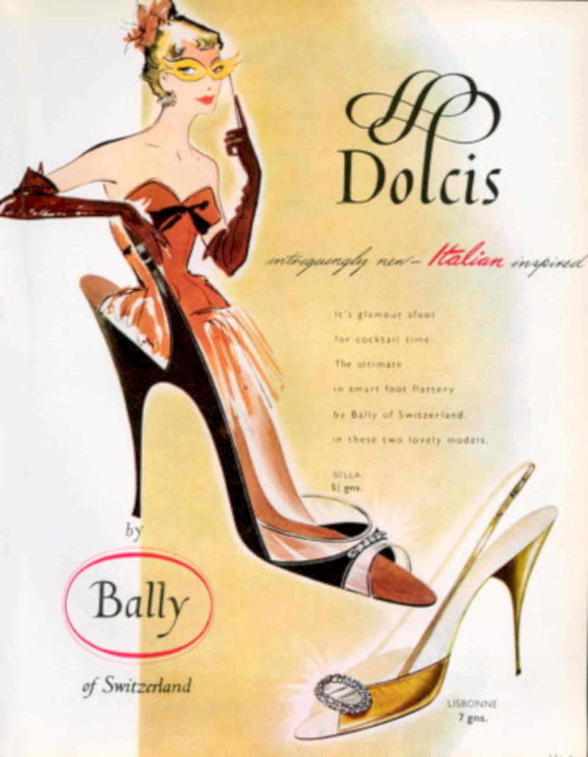 Dolcis Shoes Bally 1950s Vintage Retro Advert Poster