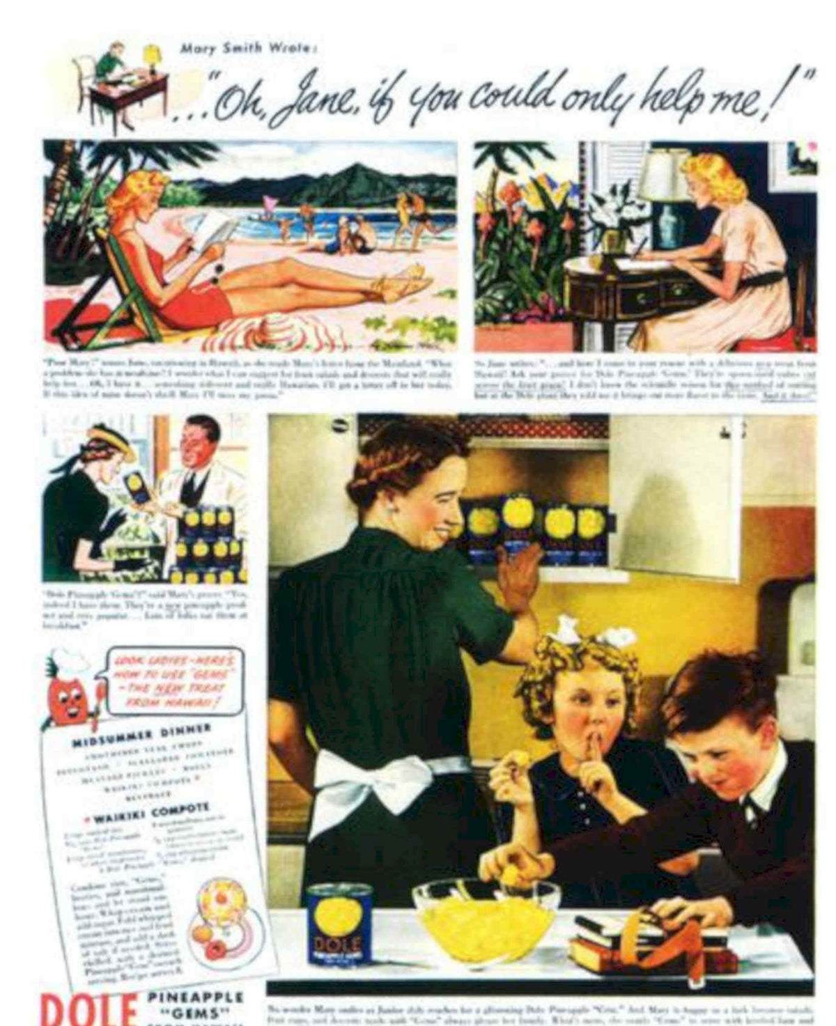 Dole Pineapple Gems Vintage Retro Advert Poster A4 Photo Print
