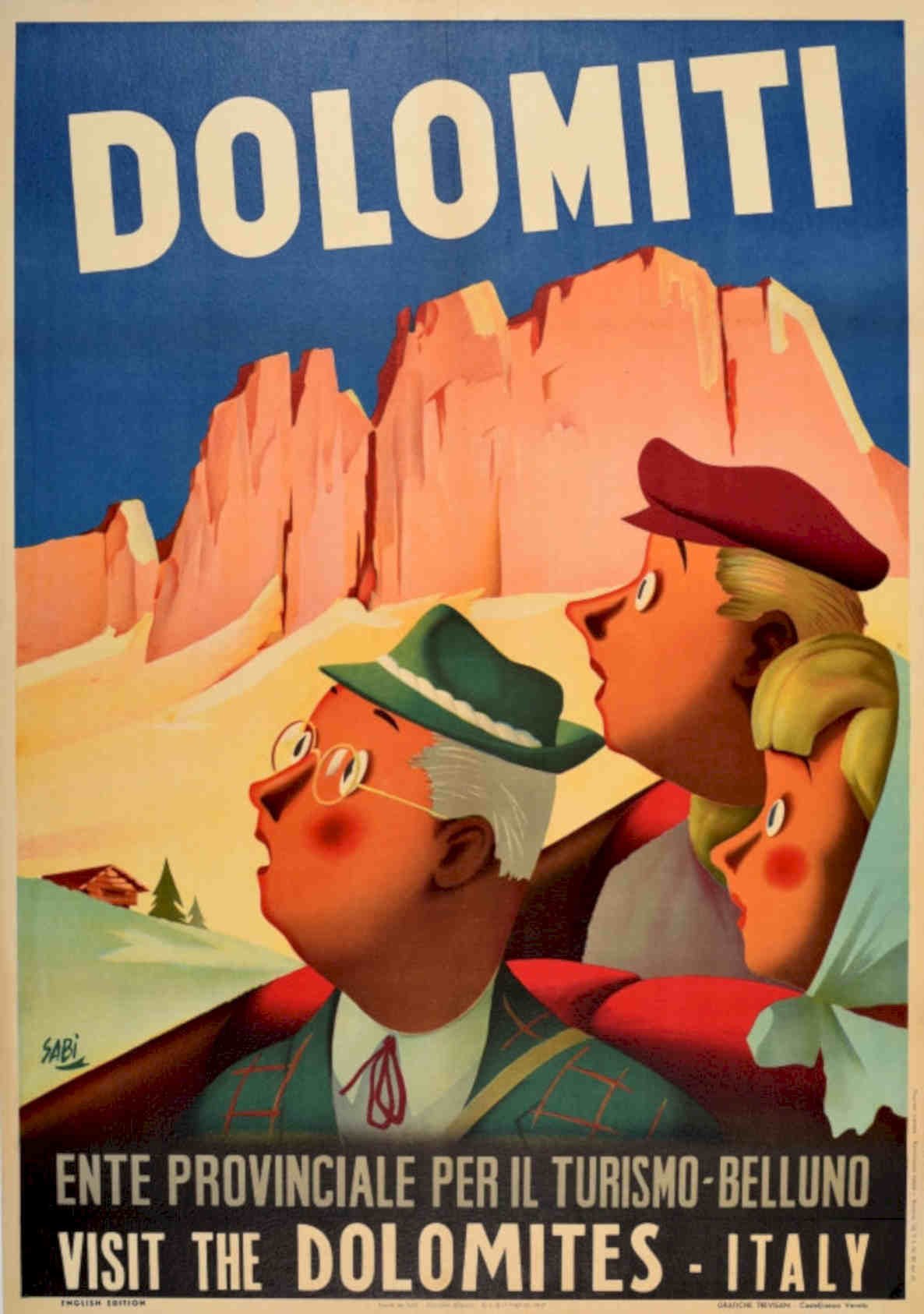 Dolomiti Mountains Visit Vintage Retro Advert Poster A4 Photo Print