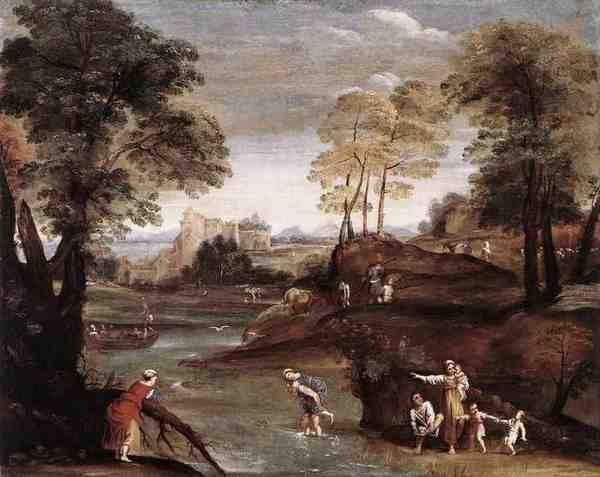 Domenichino Landscape With Ford A4 Photo Print