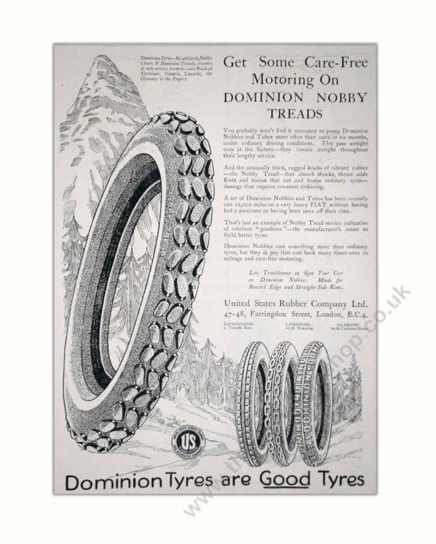 Dominion Nobby Tyres Vintage Retro Advert Poster A4 Photo Print