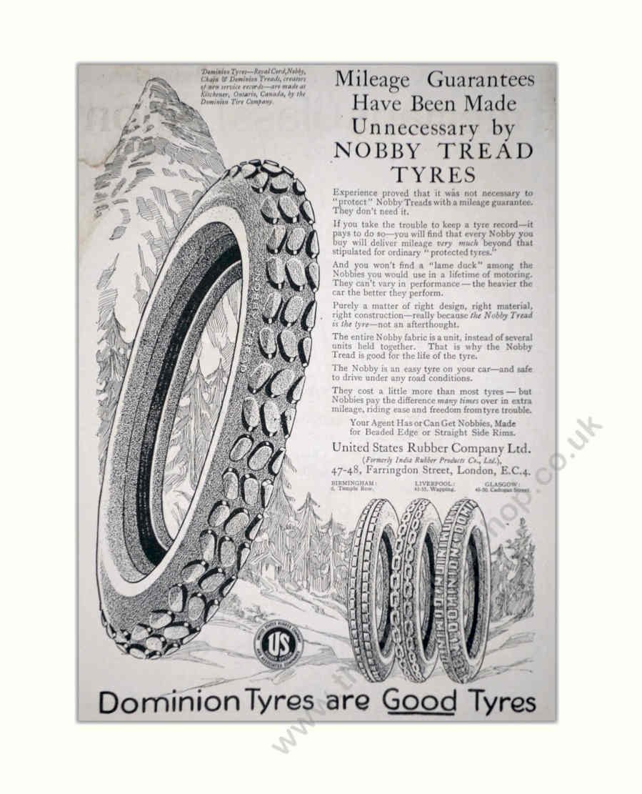 Dominion Tyres Nobby 1 Vintage Retro Advert Poster A4 Photo Print