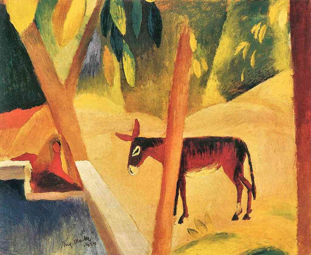 Donkeys In The Palms August Macke Expressionism A4 Photo Print