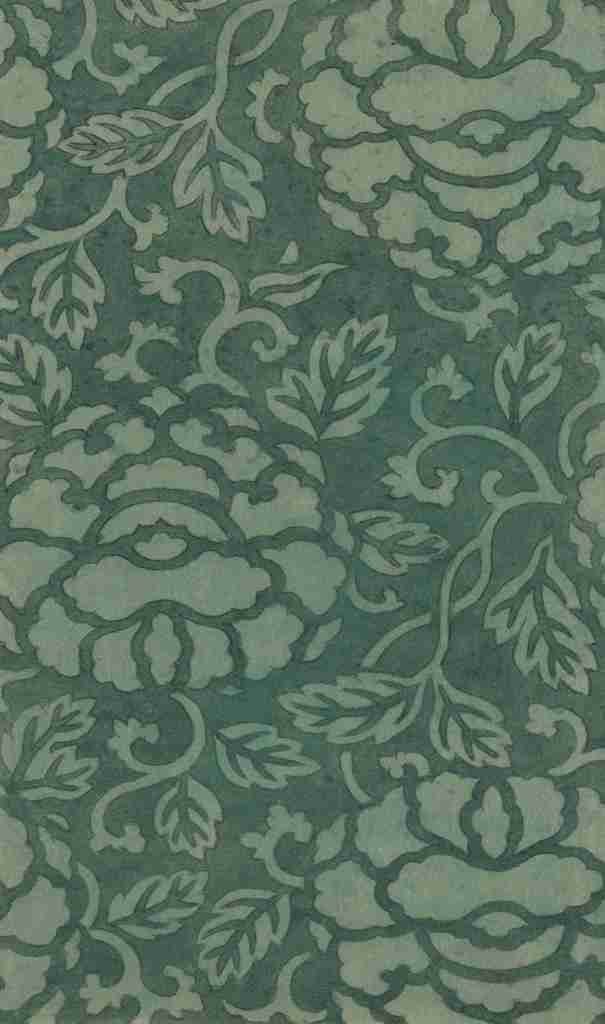 Donsu damask with light green peony arabesque 1750 1900 A4 Photo Print