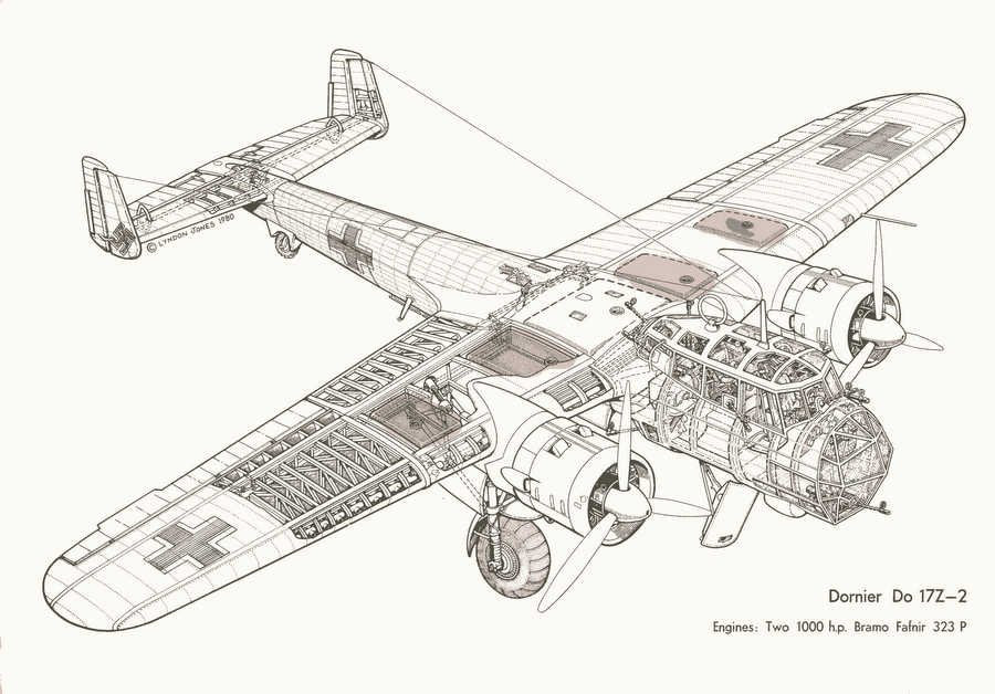 Dornier Do 17 cutaway A4 Photo Print