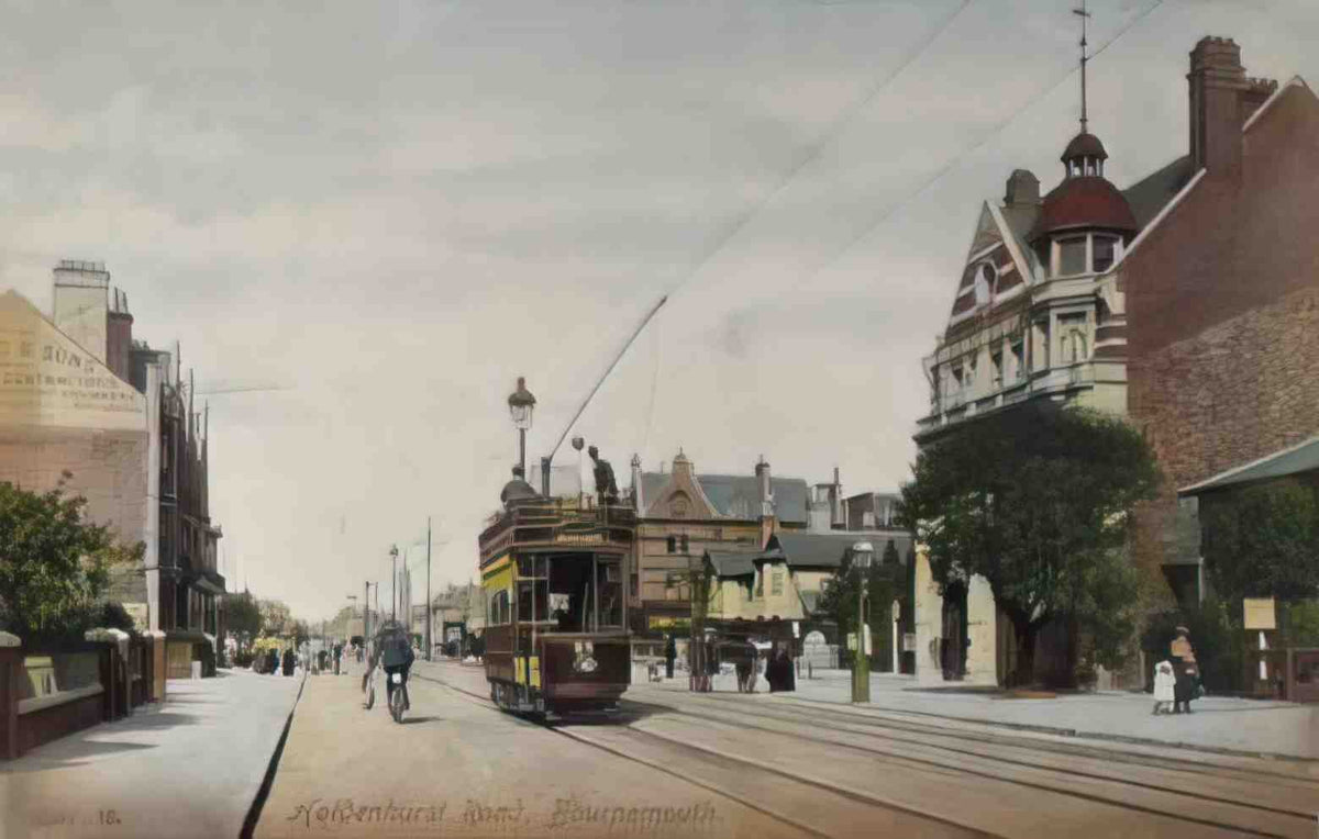 Dorset Bournemouth Holdenhurst Road with vintage tram Vintage A4 Photo Print