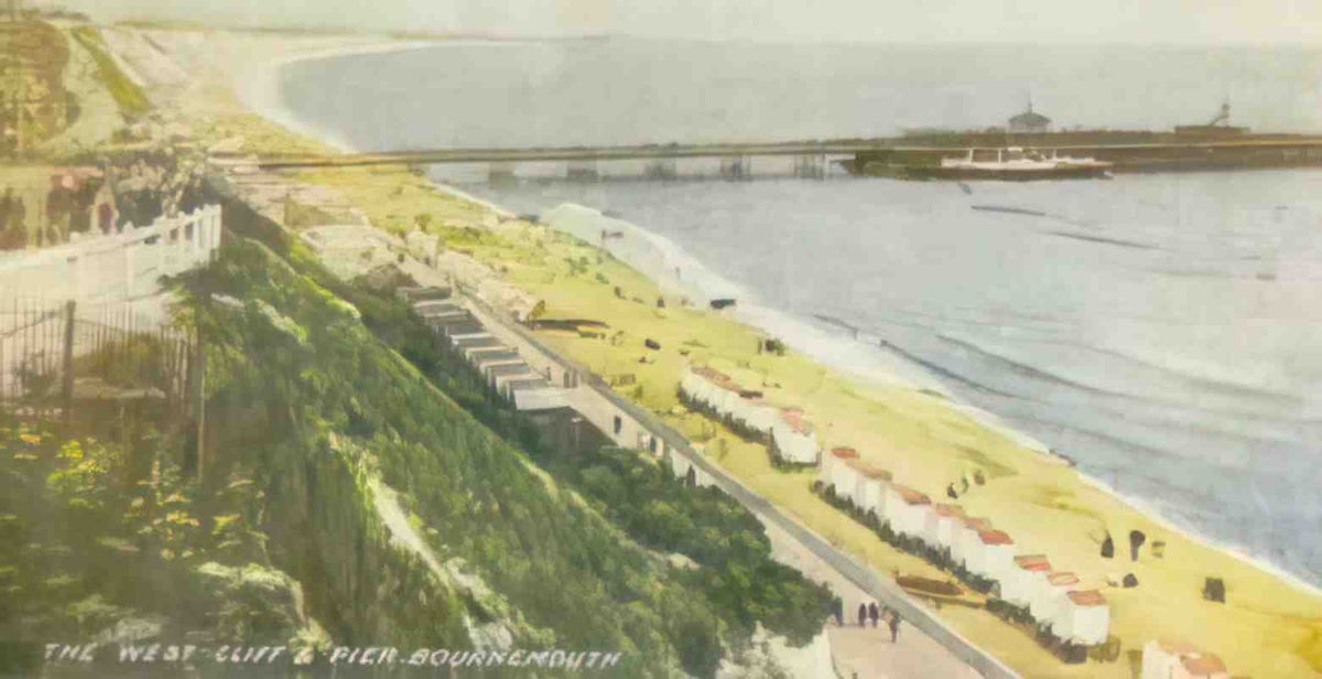 Dorset Bournemouth The West Cliff and Pier Vintage A4 Photo Print