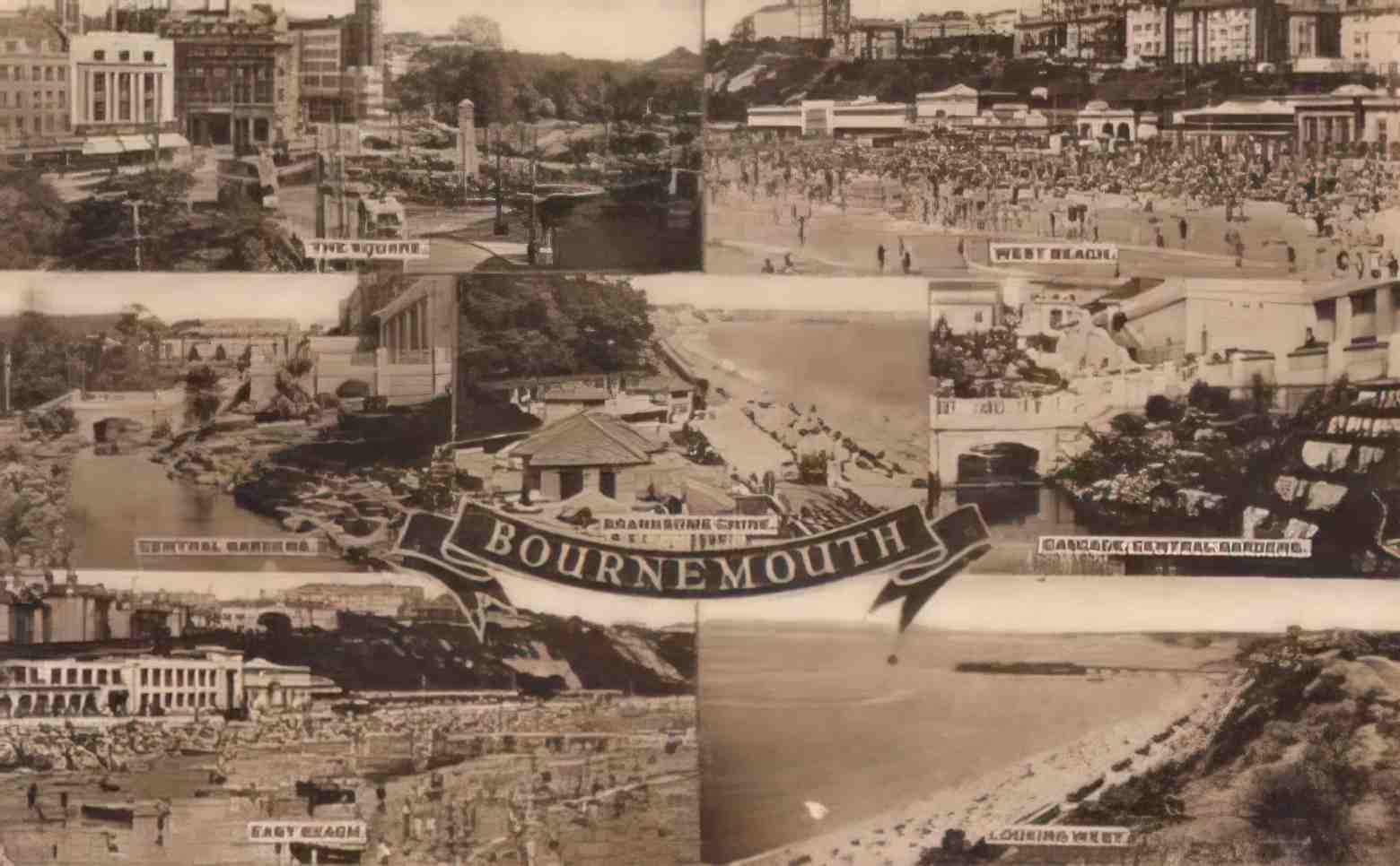 Dorset Bournemouth multiview Vintage A4 Photo Print