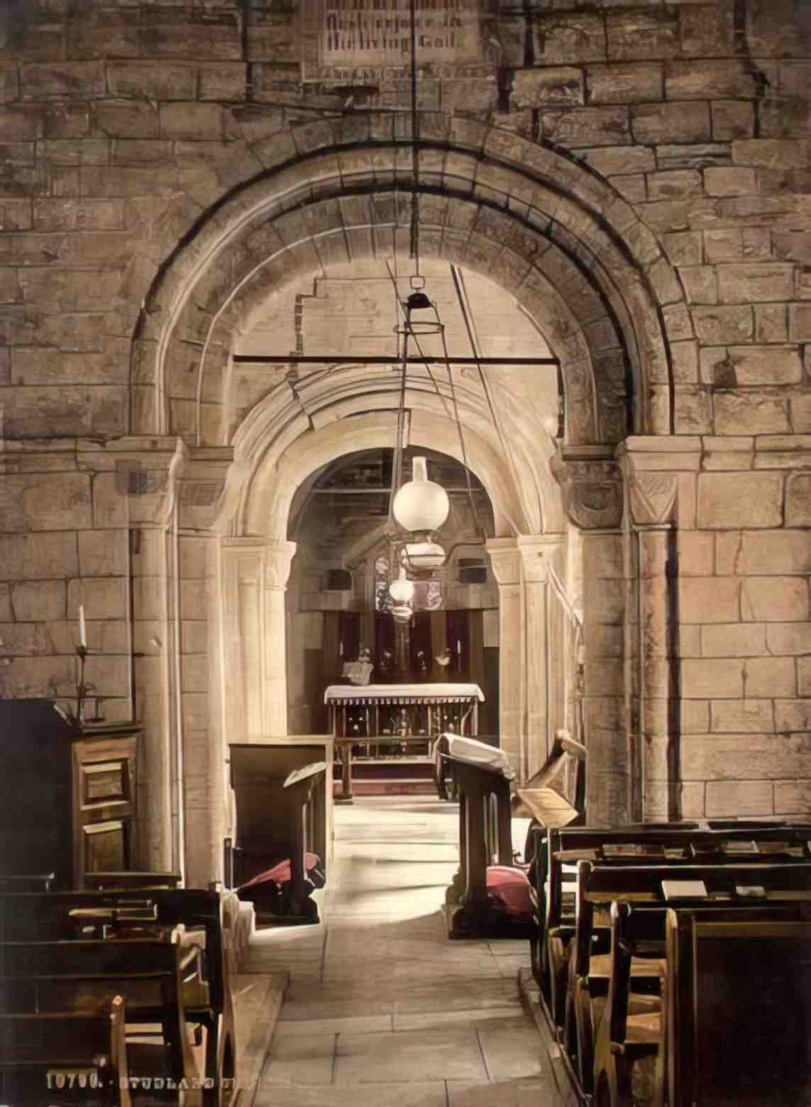 Dorset Studland Church Interior Vintage A4 Photo Print