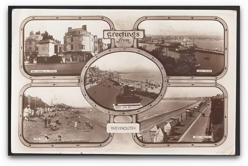 Dorset Weymouth 5 Views From Nothe From Greenhill Front & Bay Vintage A4 Photo Print