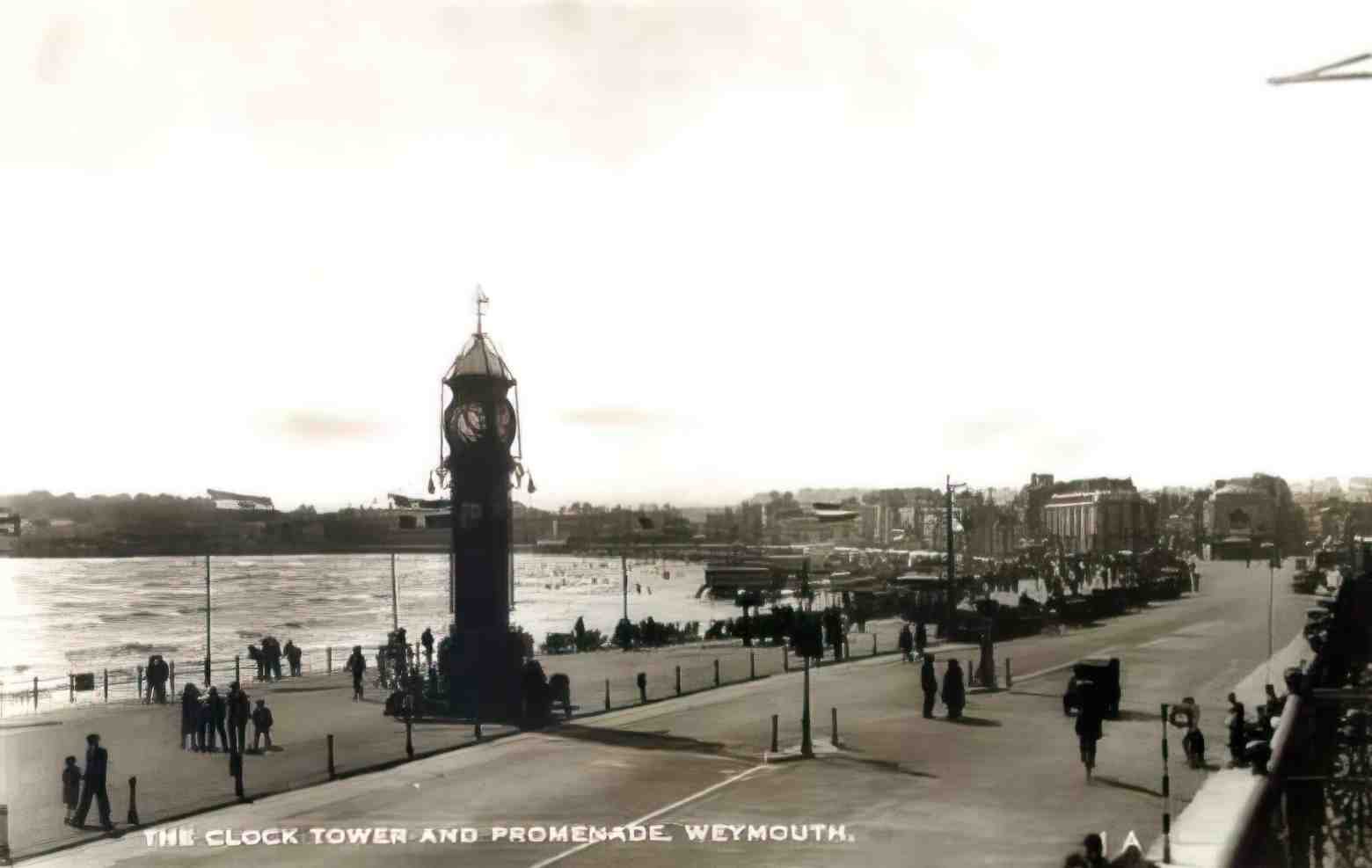 Dorset Weymouth Clock Tower and Promenade Vintage A4 Photo Print
