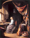 Dou Gerrit A Woman Playing A Clavichord 5 A4 Photo Print