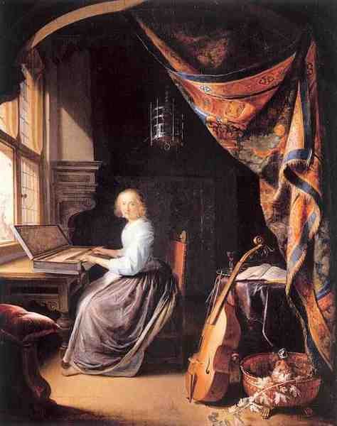 Dou Gerrit A Woman Playing A Clavichord 5 A4 Photo Print