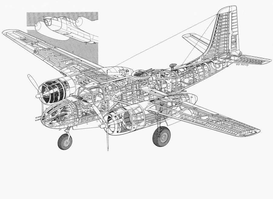 Douglas A 26 Invader cutaway A4 Photo Print