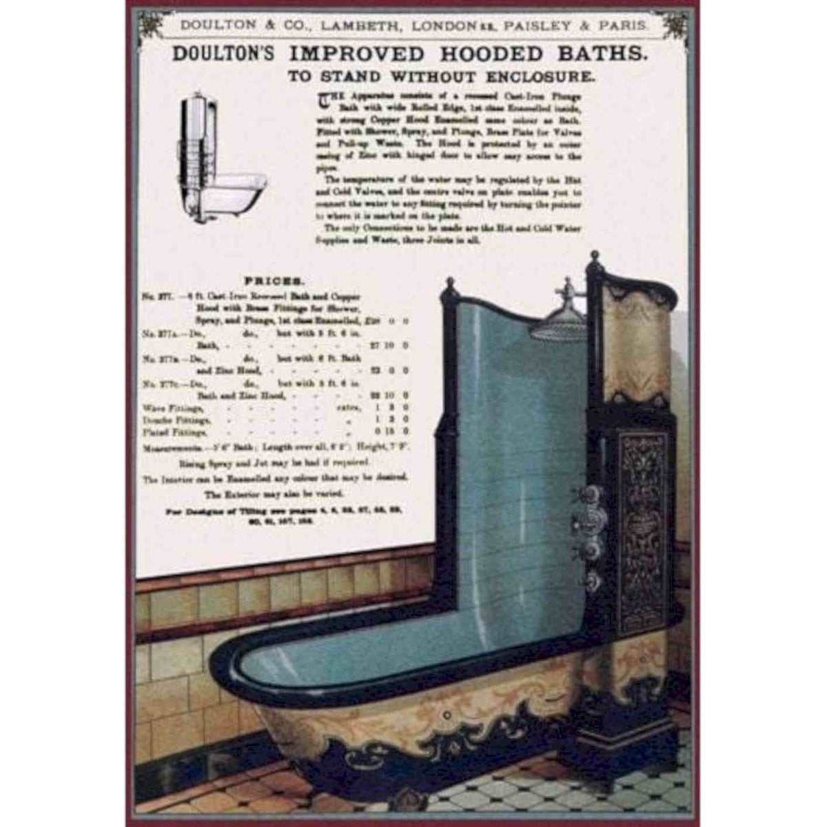 Doulton Bath Shower Vintage Retro Advert Poster A4 Photo Print