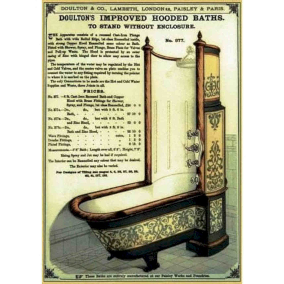 Doulton Hooded Bath Vintage Retro Advert Poster A4 Photo Print