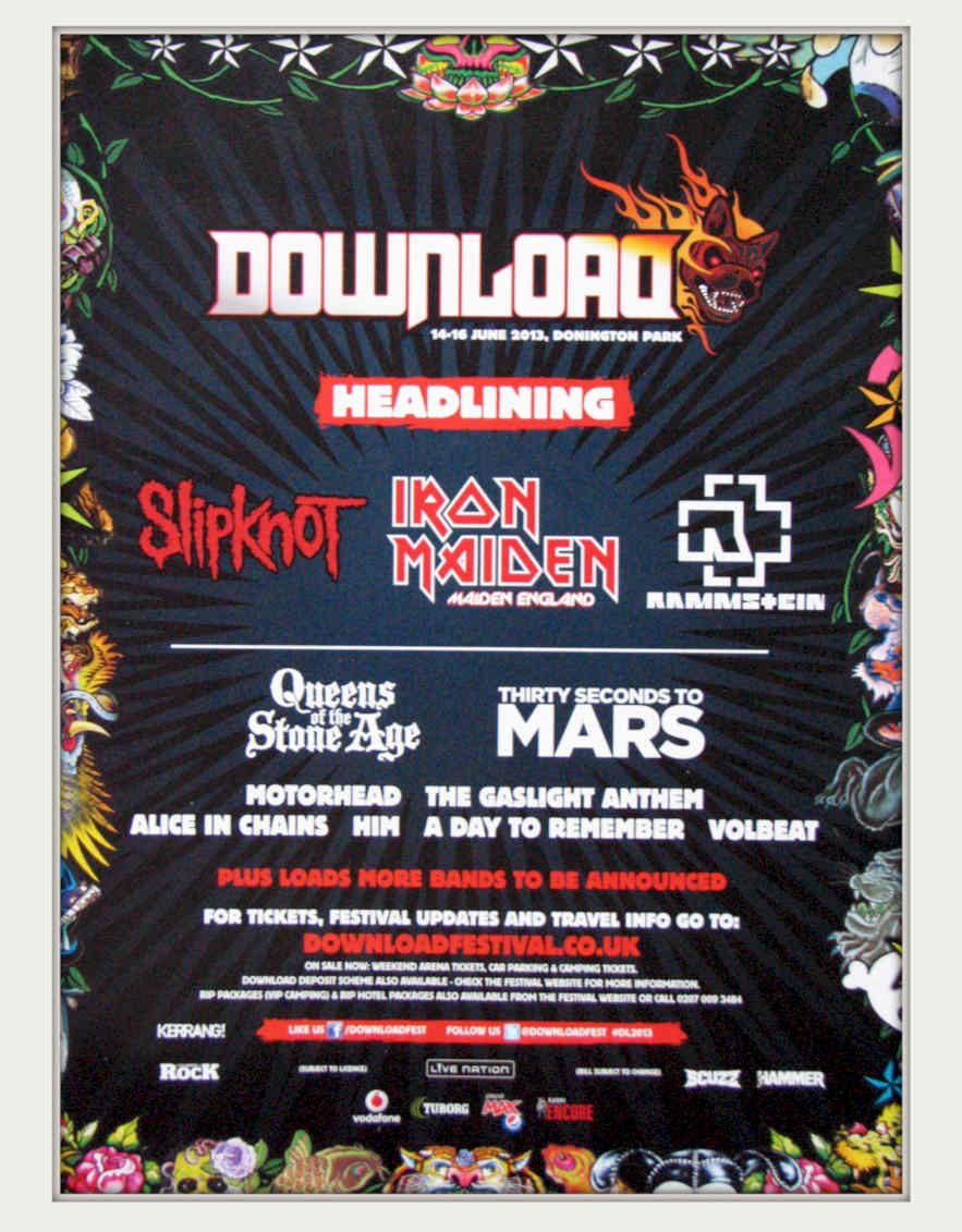 Download Festival 2013 Vintage Retro Advert Poster A4 Photo Print