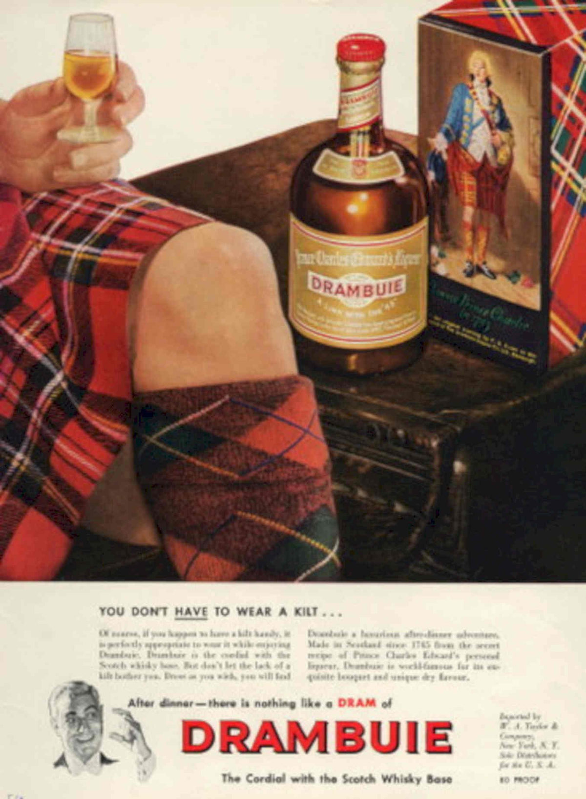 Drambuie Kilt Liqueur 1950s Vintage Retro Advert Poster