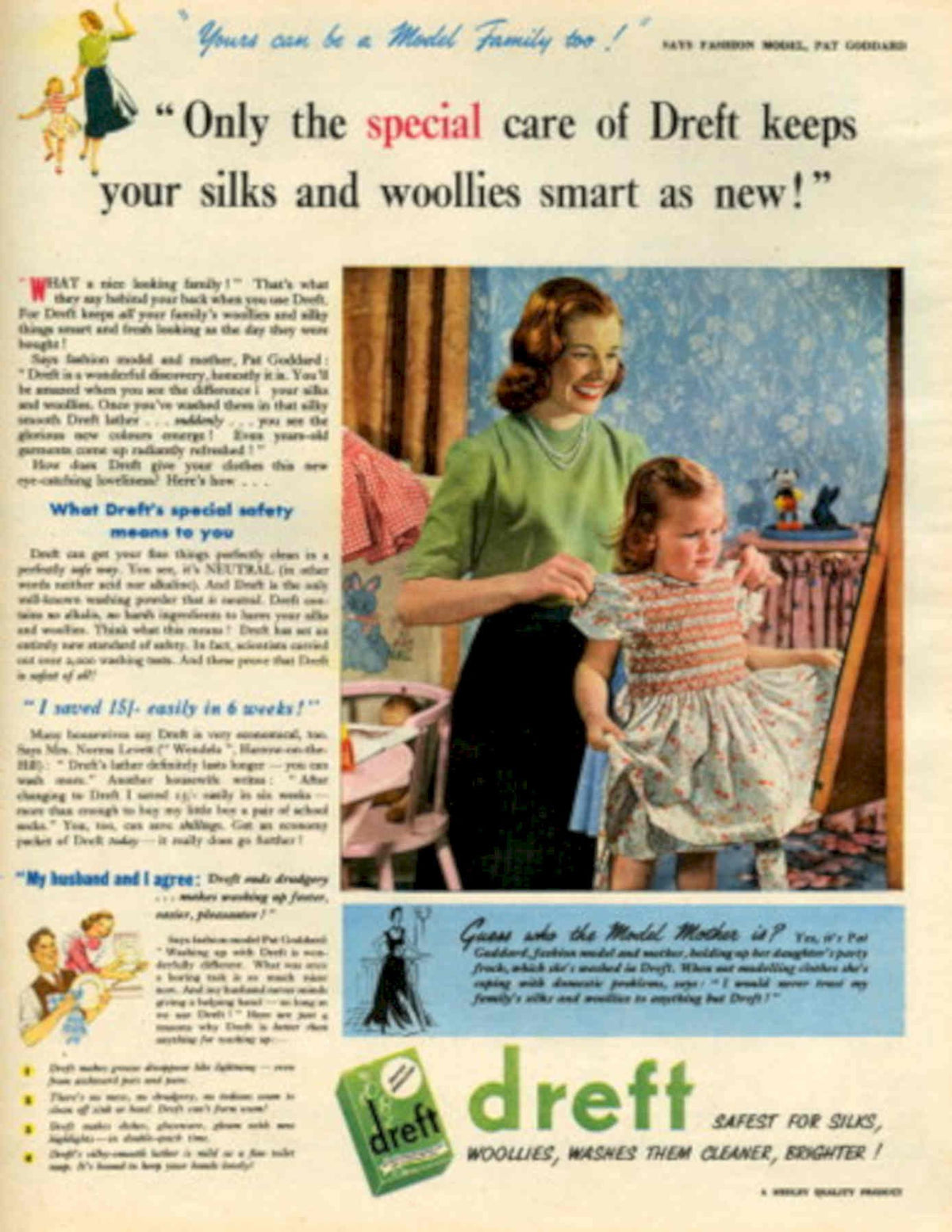 Dref Laundry Family 1950s Vintage Retro Advert Poster