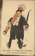 Drunk Man Steals Barber Pole Candy Cane barber advert A4 Photo Print