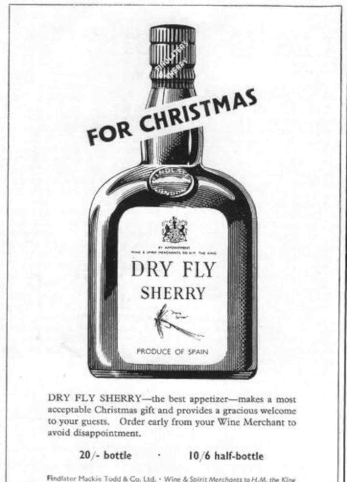 Dry Fly Sherry Vintage Retro Advert Poster A4 Photo Print