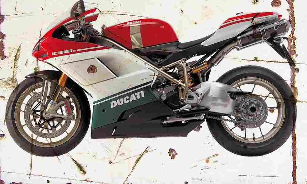 Ducati 1098S L 2007 Aged Vintage A4 Photo Print