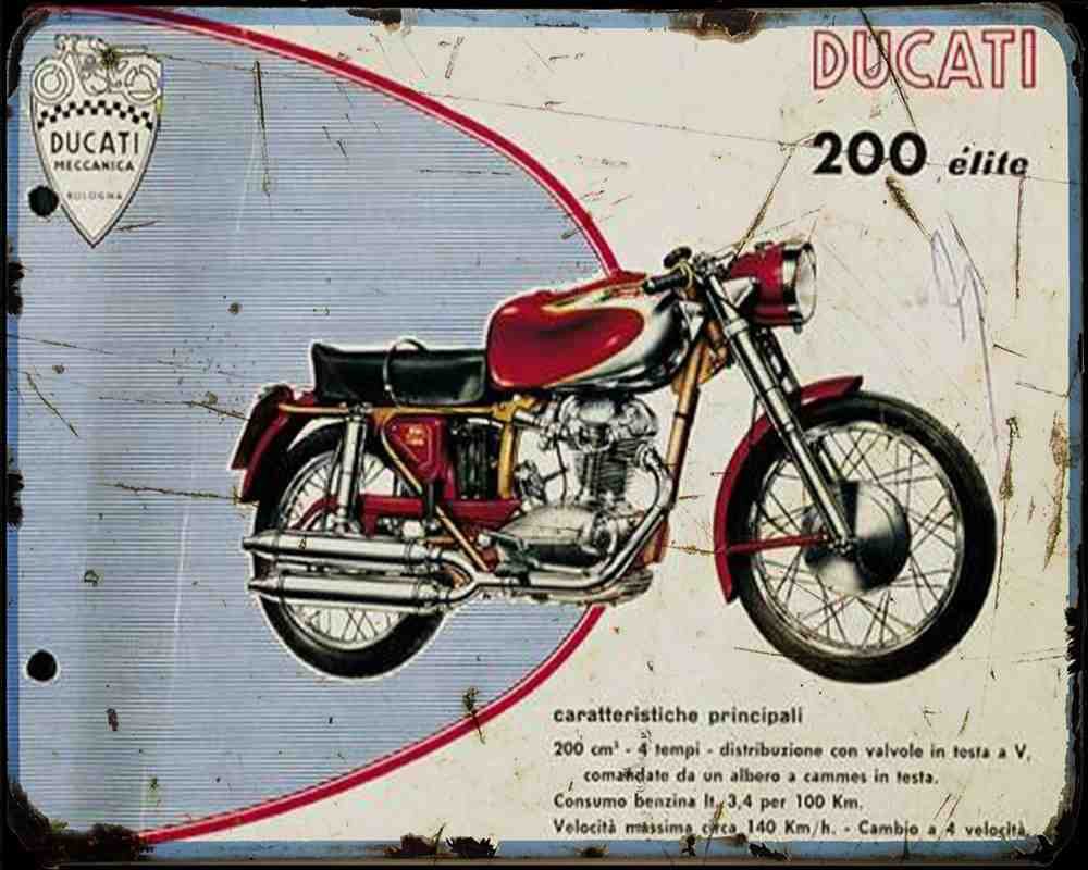 Ducati 200Gt Motorbike Vintage Aged A4 Photo Print
