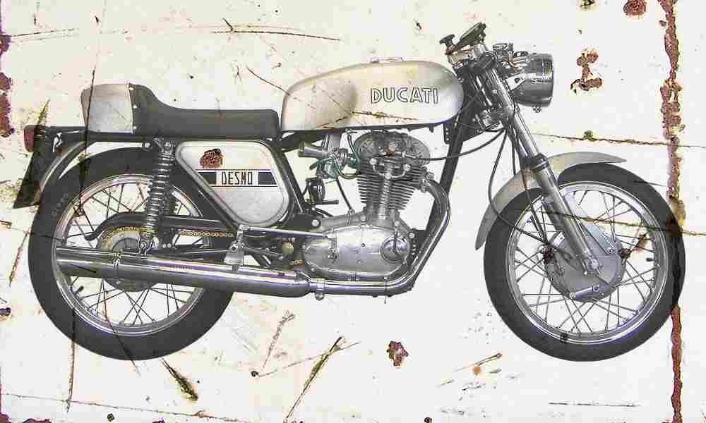 Ducati 450Desmo SilverShotgun 1971 Aged Vintage A4 Photo Print