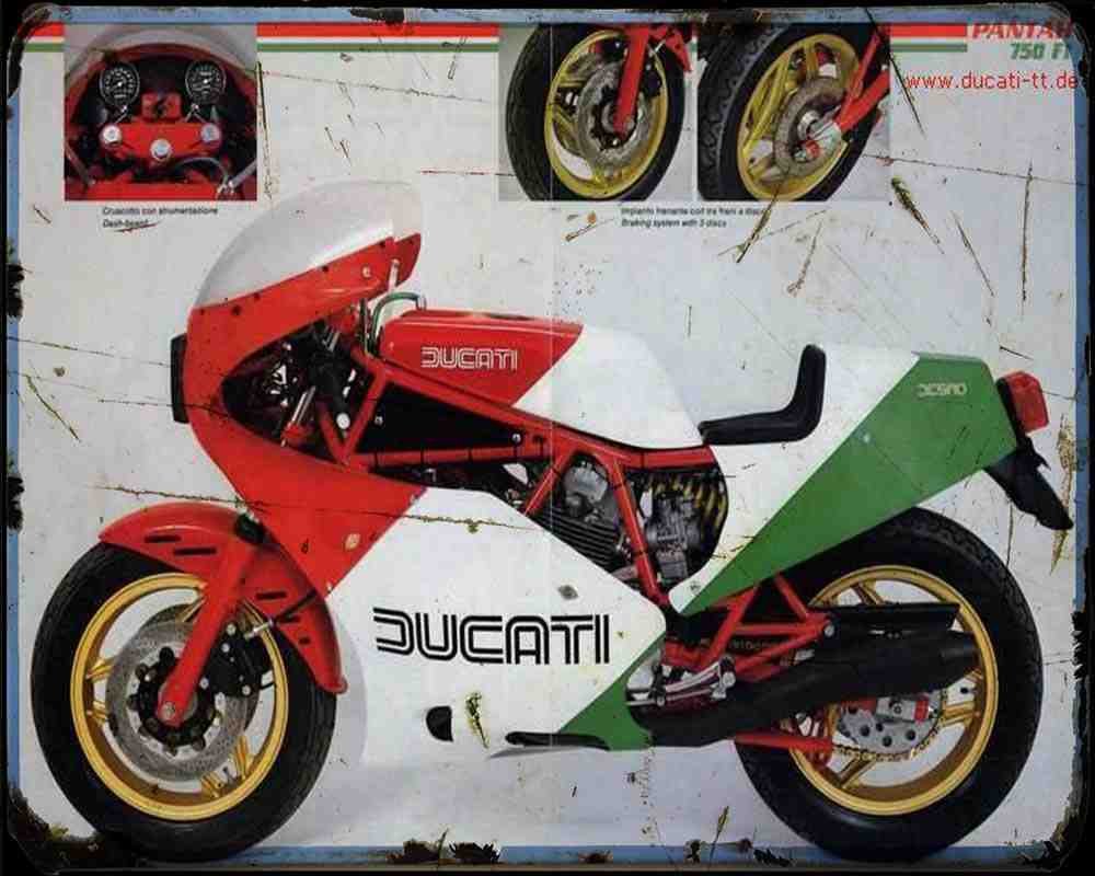 Ducati 750F1 85 Motorbike Vintage Aged A4 Photo Print