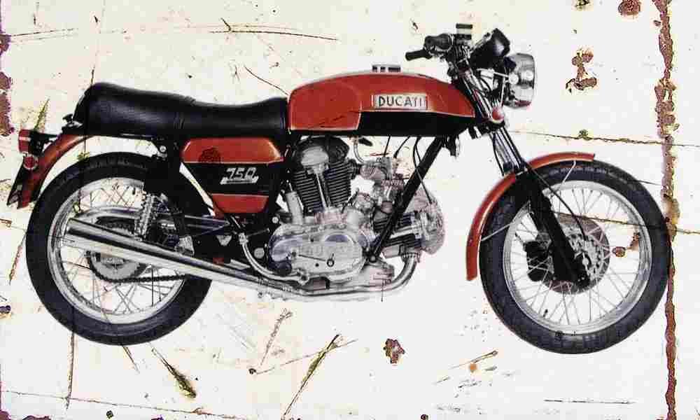 Ducati 750GT 1973 Aged Vintage A4 Photo Print