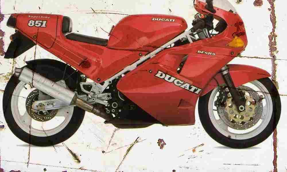 Ducati 851 1989 Aged Vintage A4 Photo Print