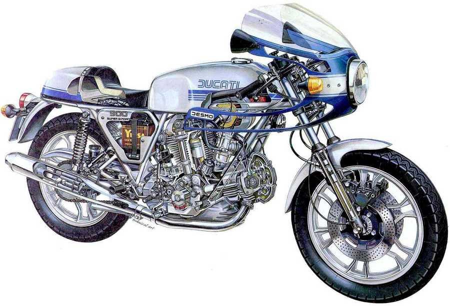 Ducati 900ss cutaway A4 Photo Print