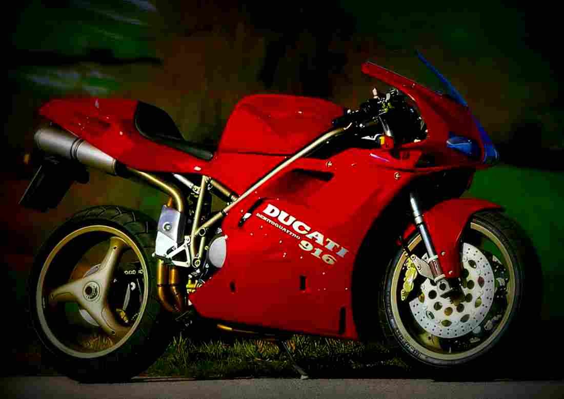Ducati 916 Strada 1994 3 motorbike A4 Photo Print