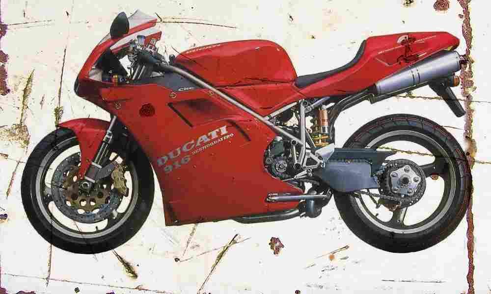 Ducati 916 Strada 1994 Aged Vintage A4 Photo Print