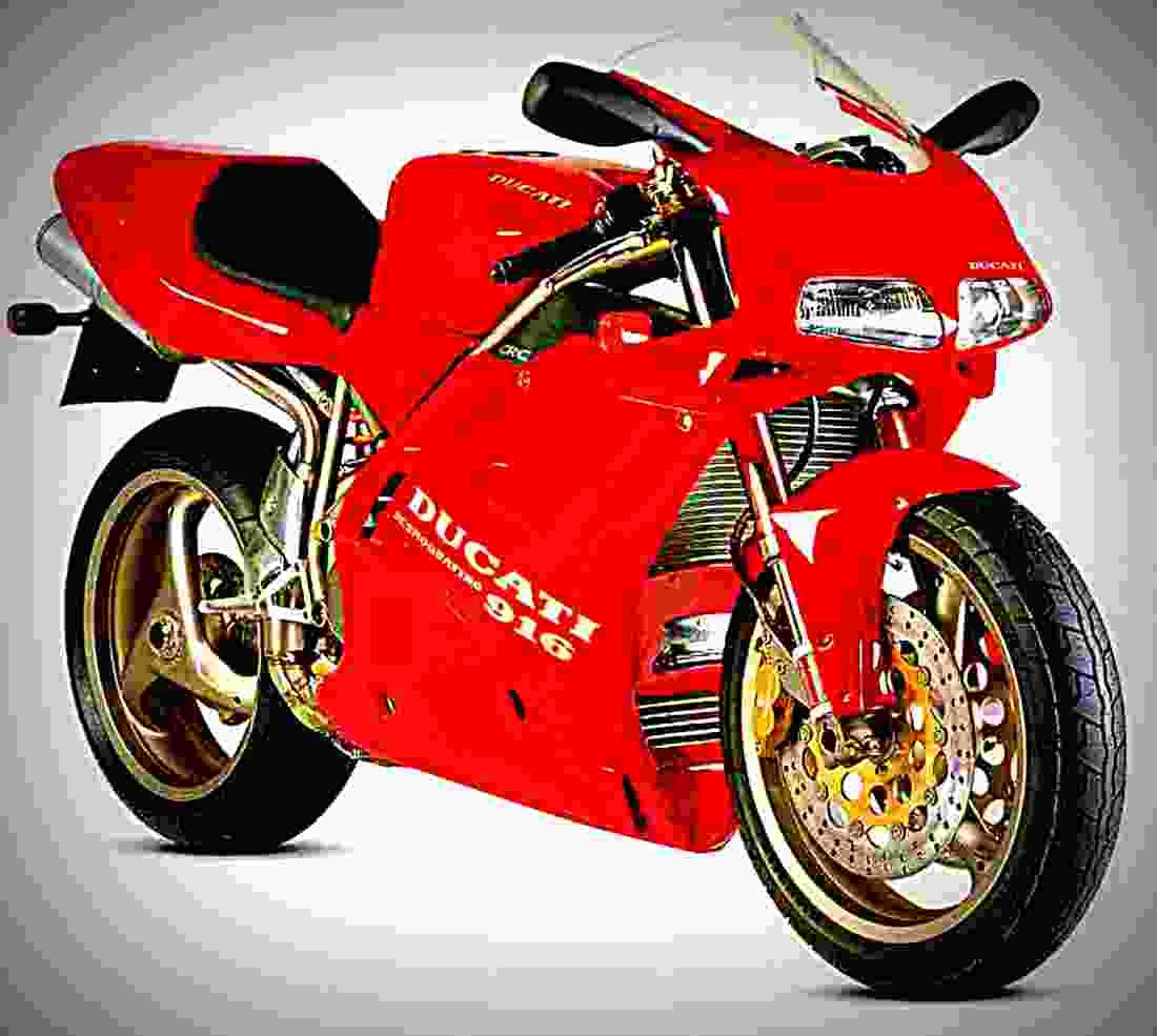 Ducati 916 Strada 1995 3 motorbike A4 Photo Print
