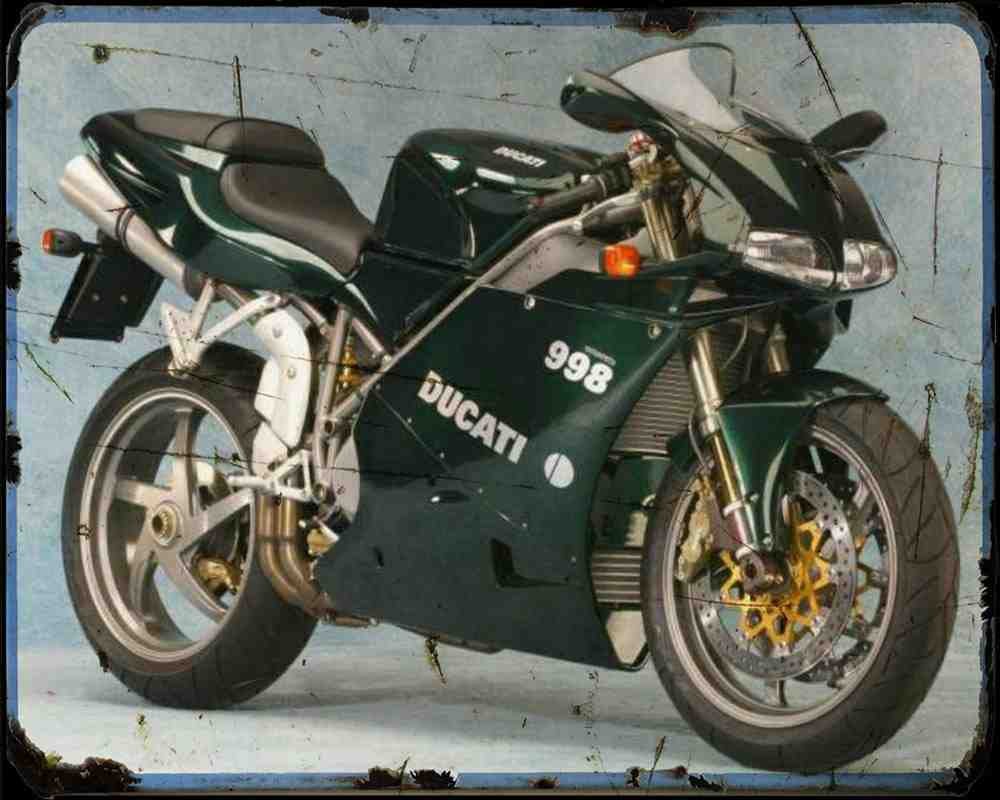 Ducati 998 Matrix 1 Motorbike Vintage Aged A4 Photo Print