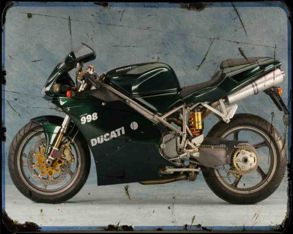 Ducati 998 Matrix Motorbike Vintage Aged A4 Photo Print