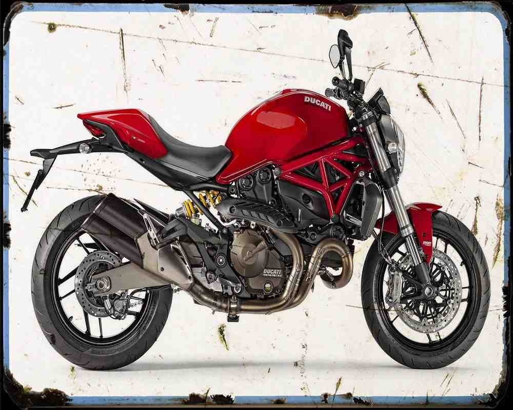 Ducati Monster 821 14 Motorbike Vintage Aged A4 Photo Print