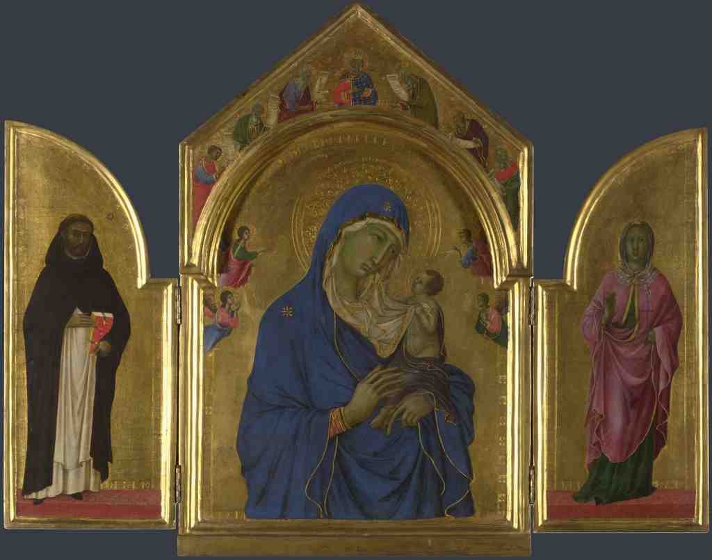 Duccio The Virgin and Child with Saints Dominic and Aurea A4 Photo Print
