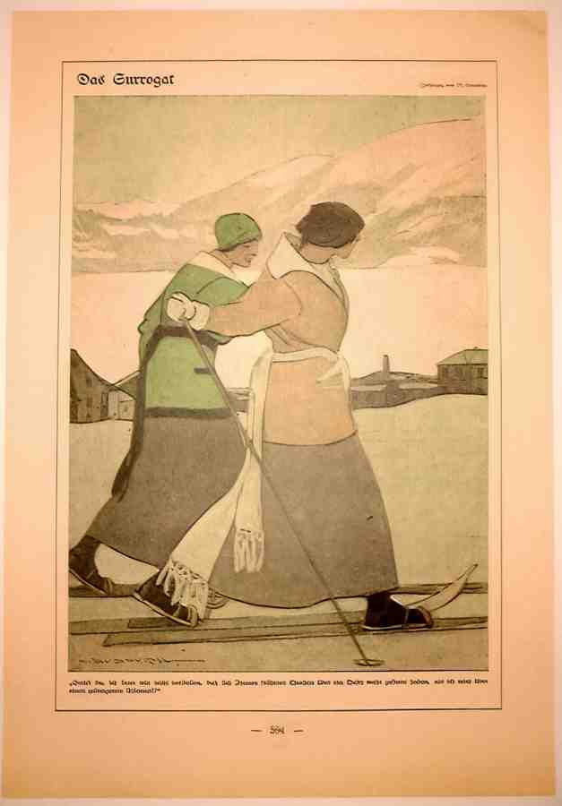 DudovichSkiers Vintage Advert A4 Photo Print