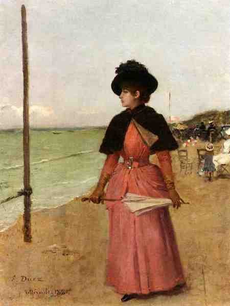 Duez Ernest Ange An Elegant Lady On The Beach A4 Photo Print