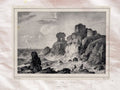 Dunbar Castle Haddiogtonshire Scotland 1827 Vintage A4 Photo Print