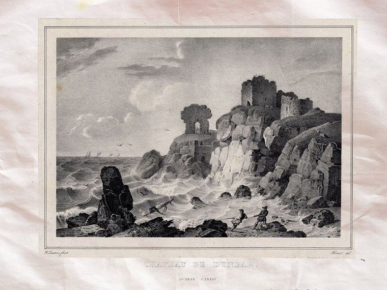 Dunbar Castle Haddiogtonshire Scotland 1827 Vintage A4 Photo Print
