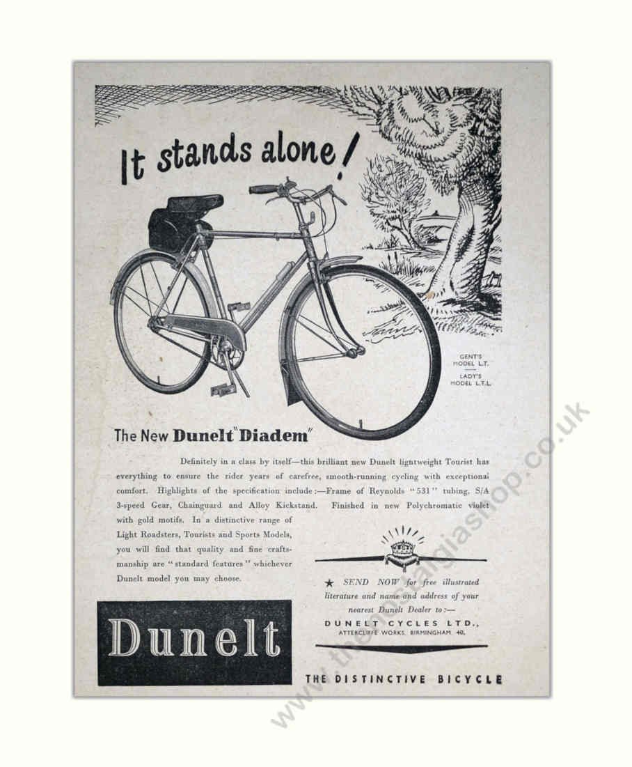 Dunelt Diadem Bicycle Vintage Retro Advert Poster A4 Photo Print