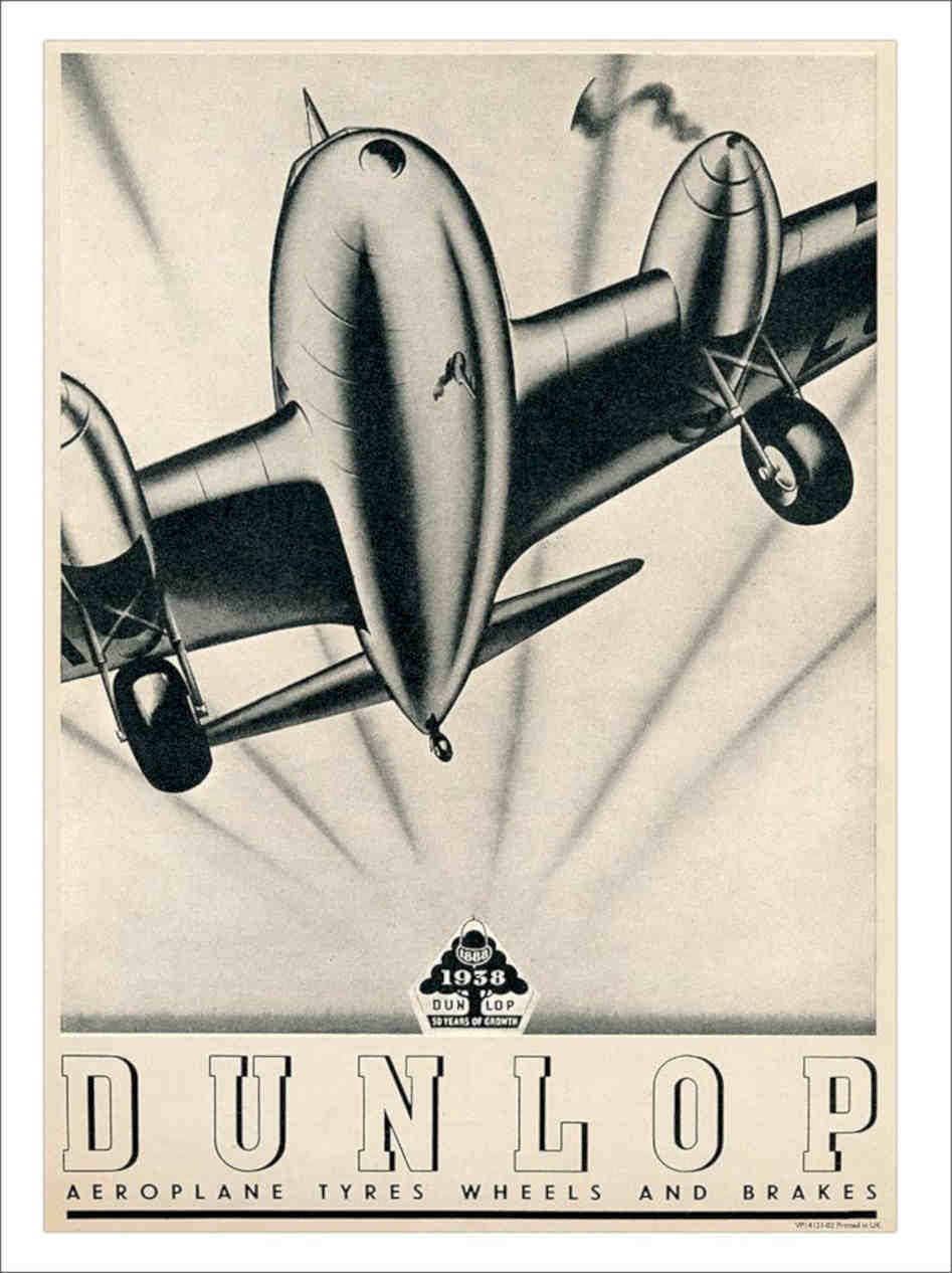 Dunlop Aeroplane Air Vintage Retro Advert Poster A4 Photo Print